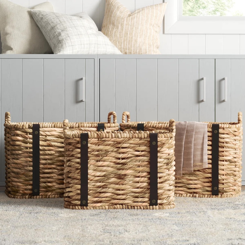 Woven water hyacinth basket.